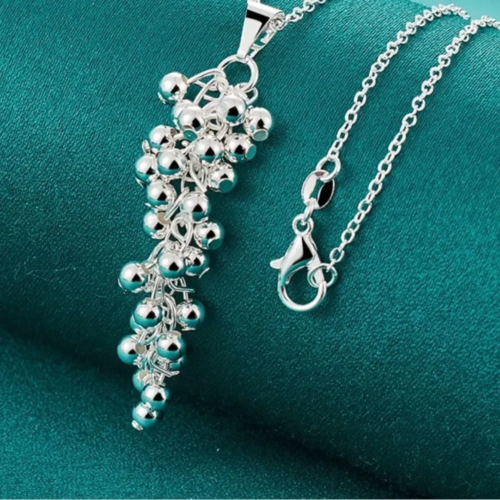 925 STERLING‎ SILVER GRAPE BEAD NECKLACE